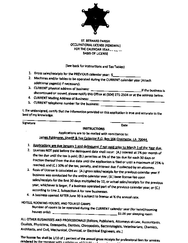 St. Bernard Sheriff's Office » Public Forms