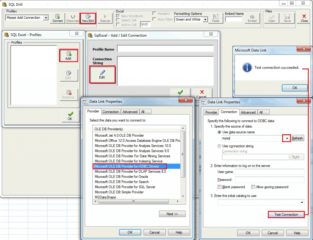 SQL Drill Excel AddIn for building and running SQL queries