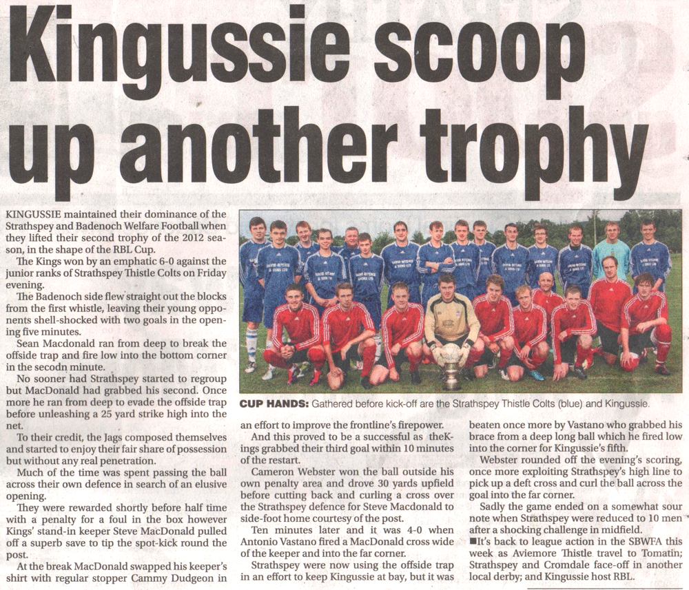 Strathy's RBL Cup Final report Strathspey & Badenoch Welfare FA