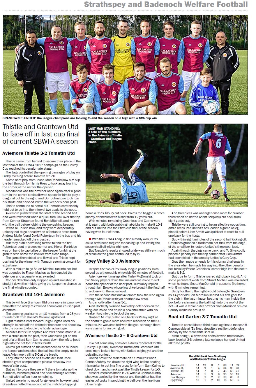 Strathy roundup 3 August 2017 Strathspey & Badenoch Welfare FA