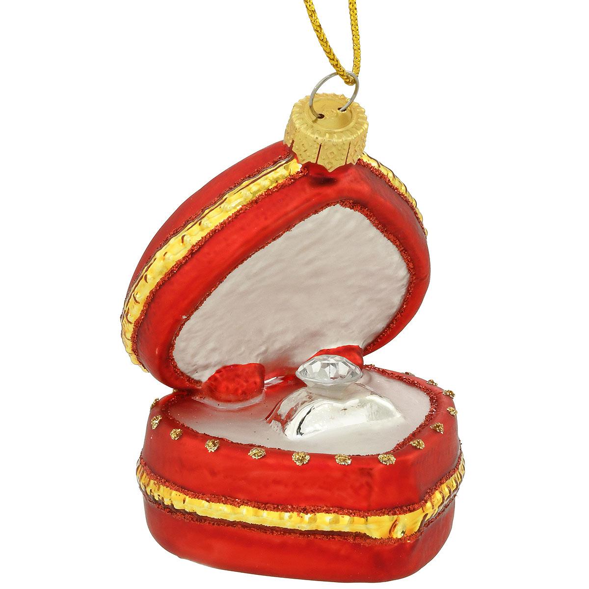 Wedding Ring Box Glass Ornament