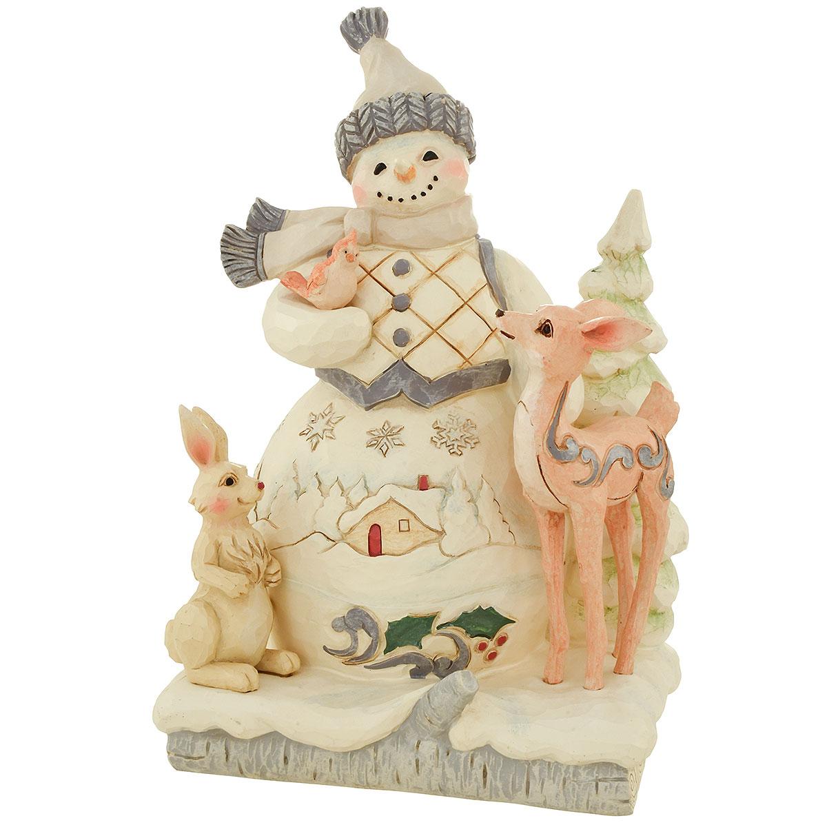 White Woodland Snowman Jim Shore Figure