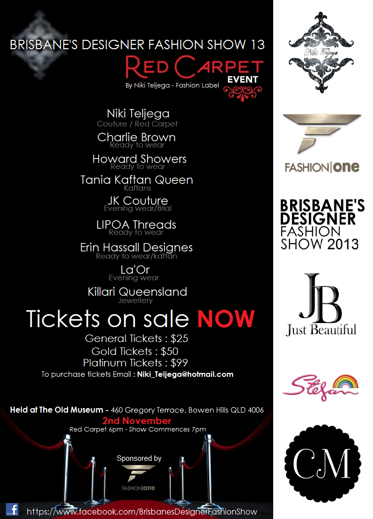 Tickets for Brisbane's Designer Fashion Show 2013 in Bowen Hills