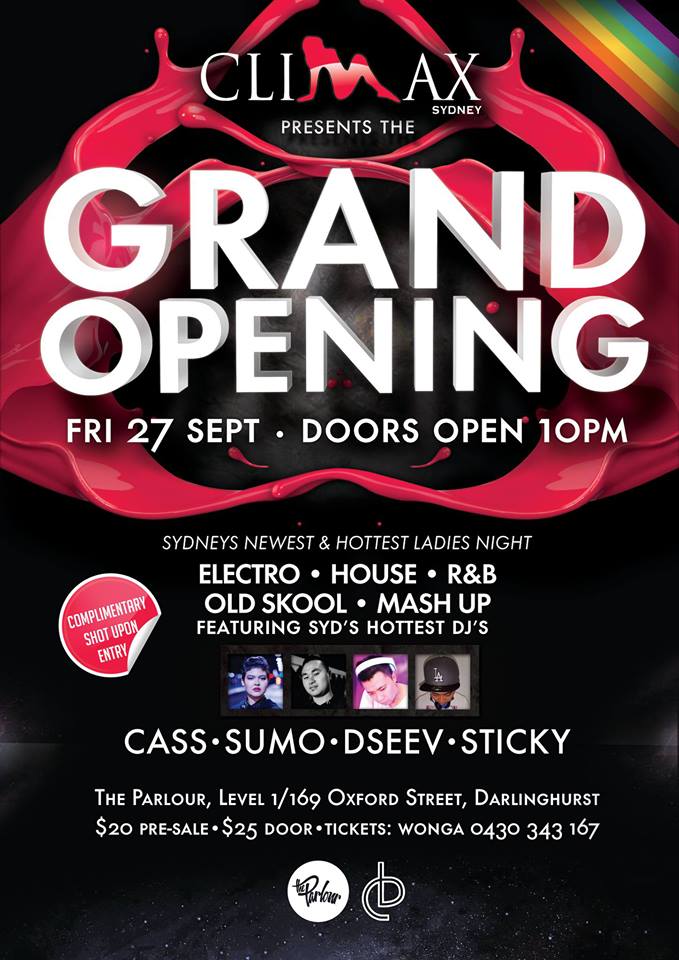 Tickets for Climax Sydney in Darlinghurst from Ticketbooth