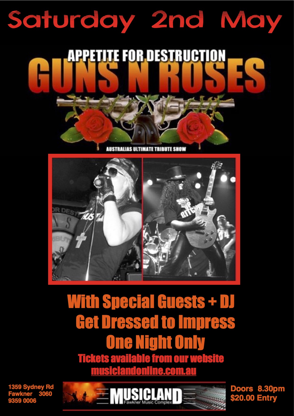 Tickets for GUNS N ROSES APPETITE FOR DESTRUCTION in Fawkner from