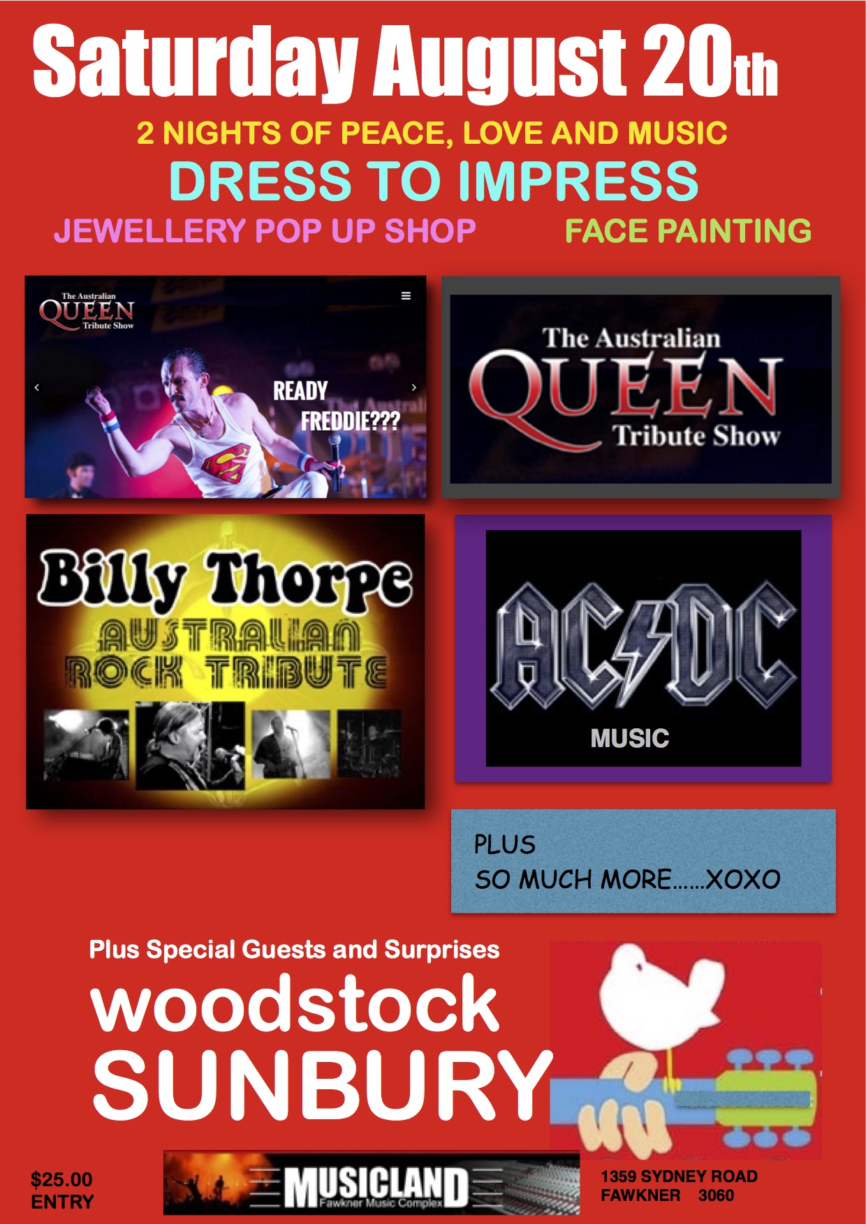 Tickets for Woodstock Event with Queen Tribute Show in Fawkner from