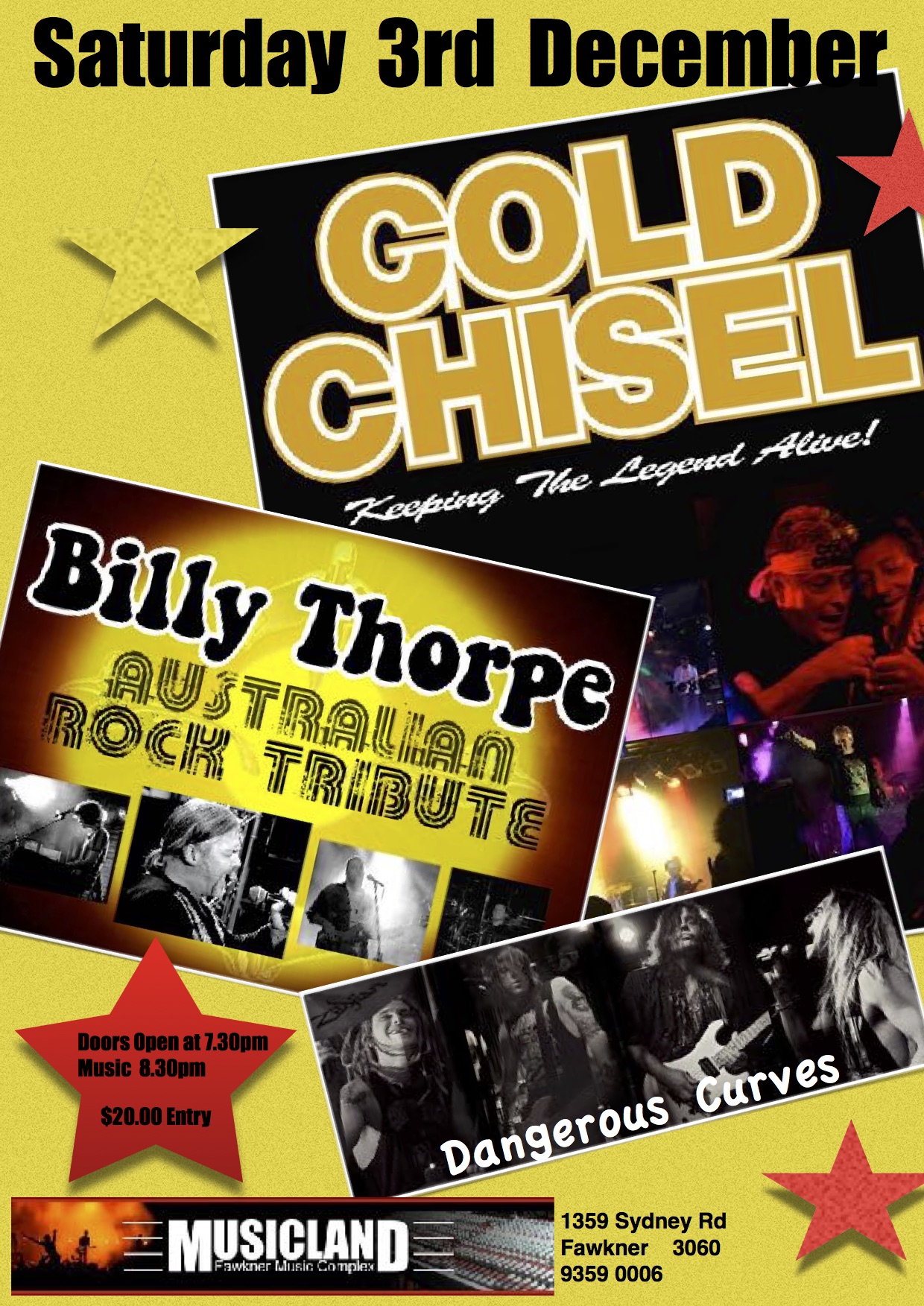 Tickets for GOLD CHISEL & BILLY THORPE TRIBUTE BAND in Fawkner from