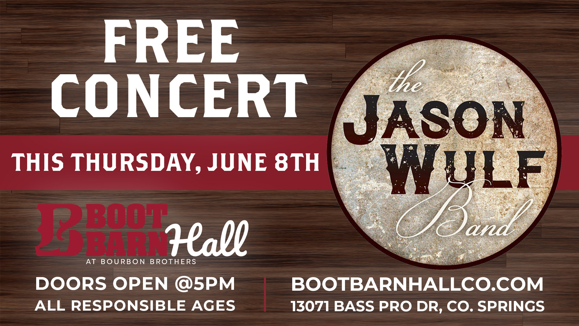 Tickets for FREE CONCERTJason Wulf Band in Colorado Springs from ShowClix