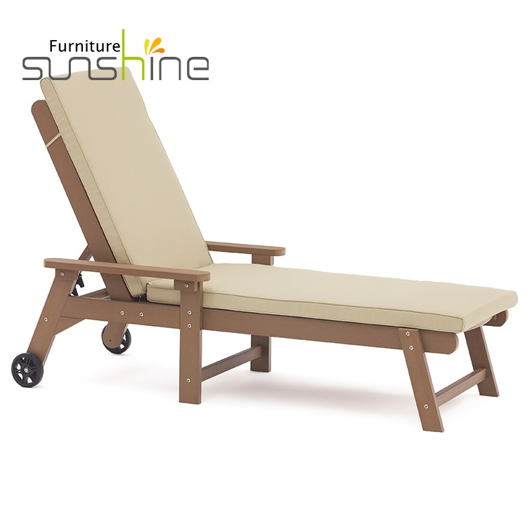 Outdoor Waterproof Furniture Adjustable Back Outdoor Chair Wood Grain
