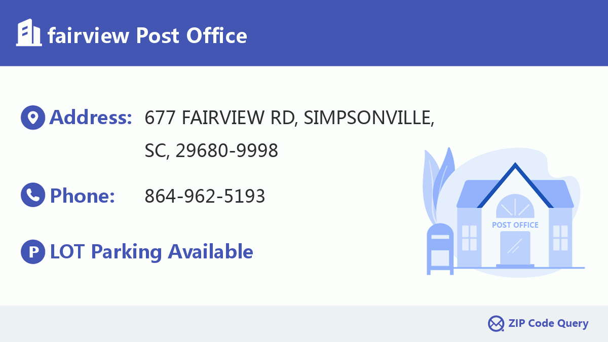 FAIRVIEW Post Office South Carolina United States ZIP Code 5 Plus 4 ️