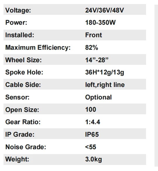 14 Inch 28 Inch 24v48v 180w350w Brushless Electric Bicycle Hub Front Wheel Motor For