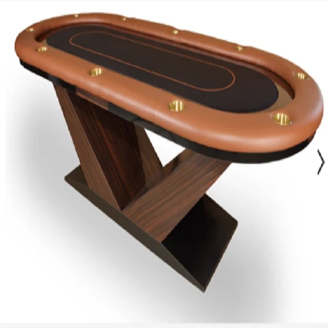 Multifunctional Customised Poker Table Oval Shaped Wooden Poker Table With Cup Holders