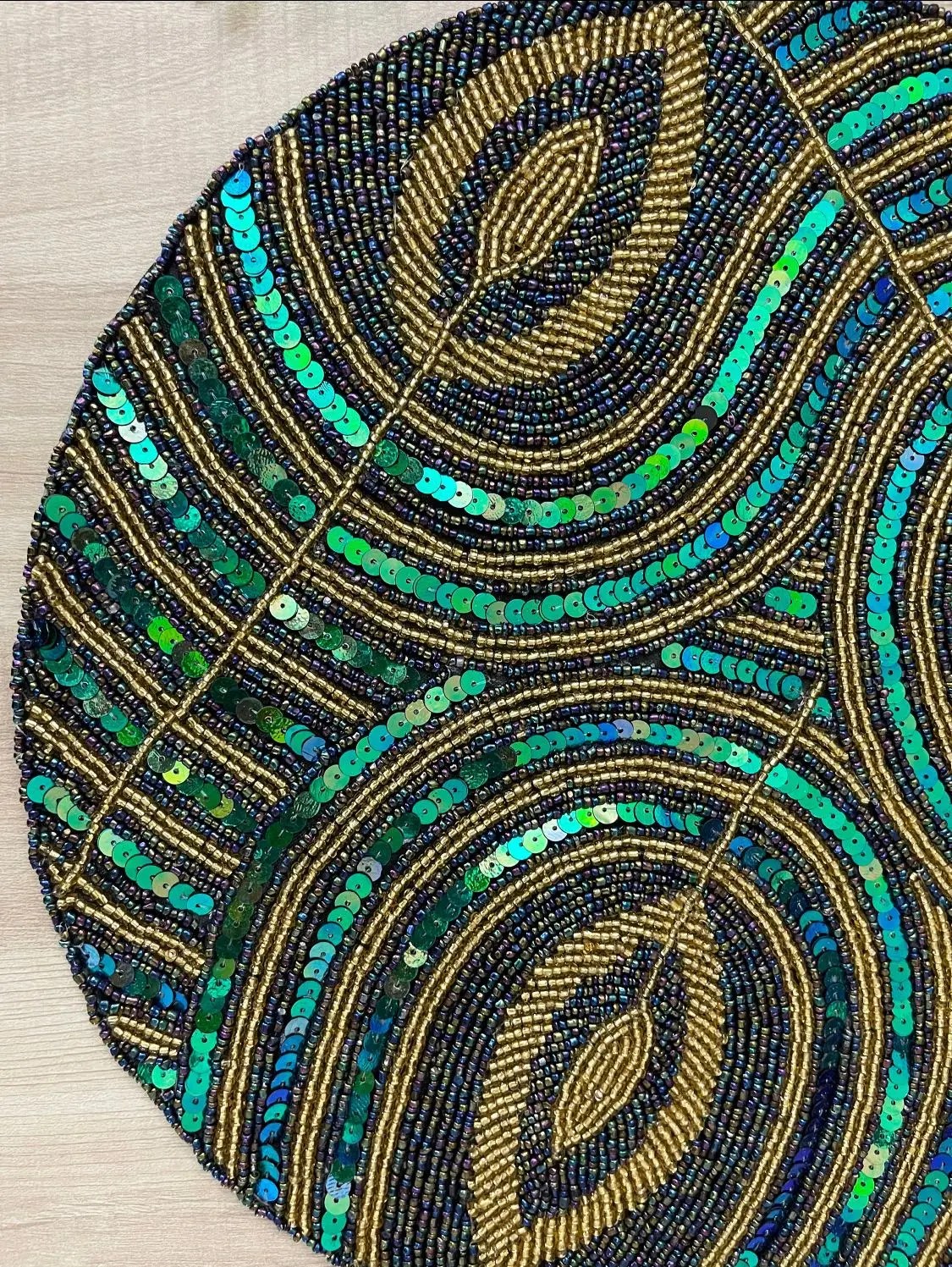 Peacock Handmade Beaded Placemats,Tablemat Buy Christmas Placemat