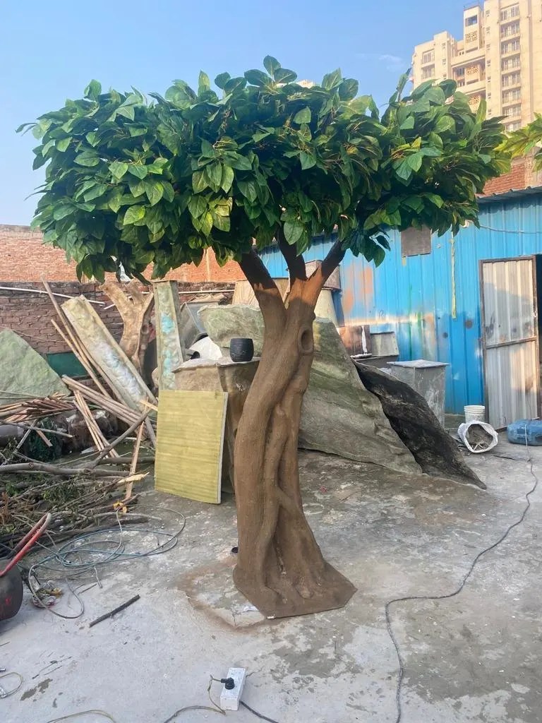 Faux One Sidded Banyan Tree With Green Leaves With Superior Quality