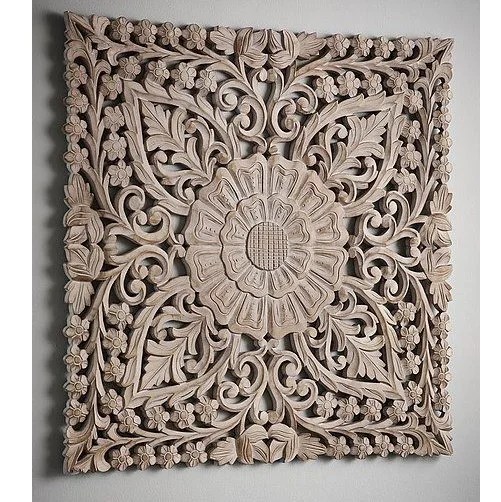 Newly Arrived Round Wall Panel With Hand Carving Design Walnut