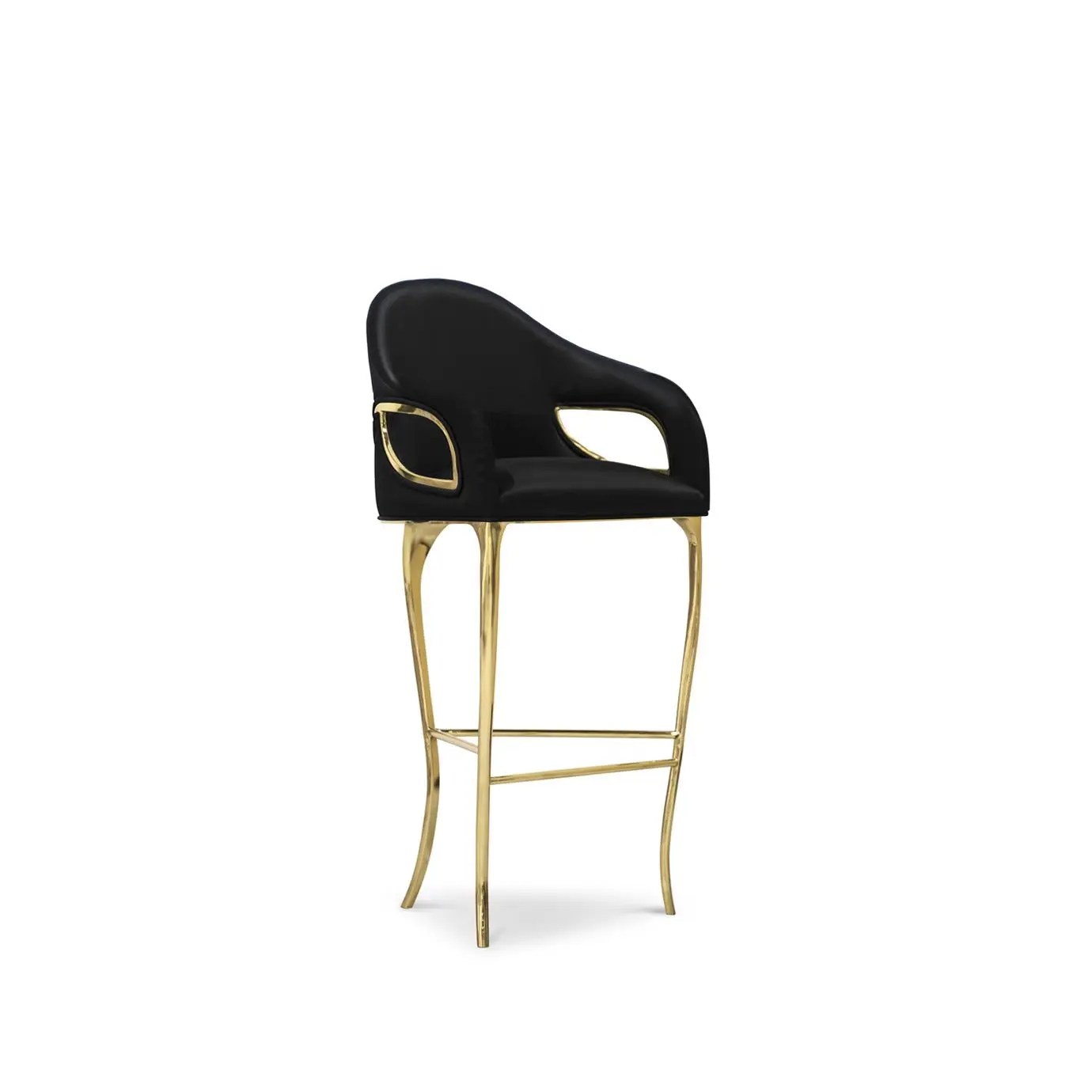 Luxury Design Modern 3gold Stainless Steel Legs High Chair Velvet Bar