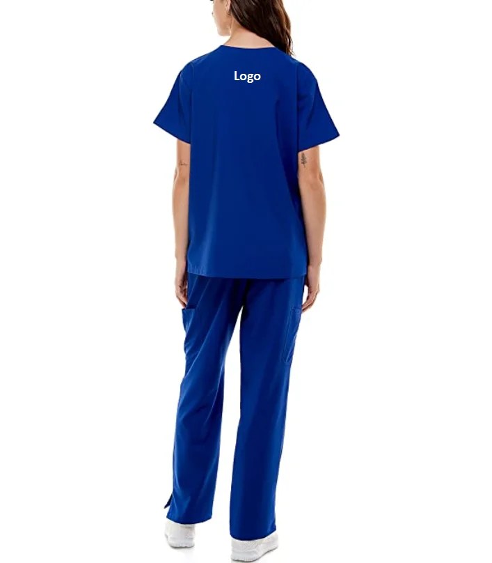 Womens Medical Uniform Set 4 Way Stretch Lightweight 8 Pockets Vneck