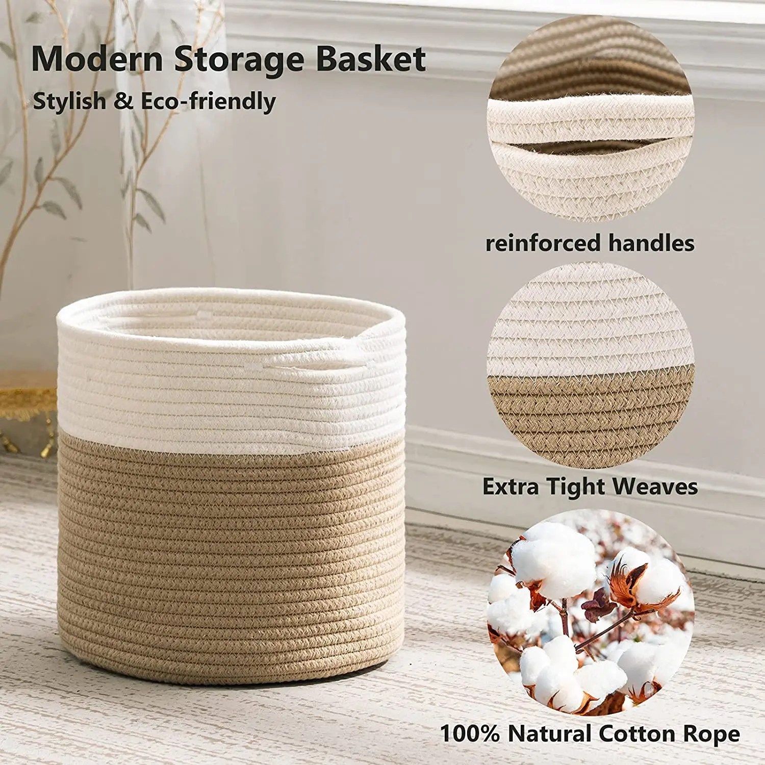 Lion Basket Cotton Rope,Large Blanket Basket Laundry Hamper For Throws