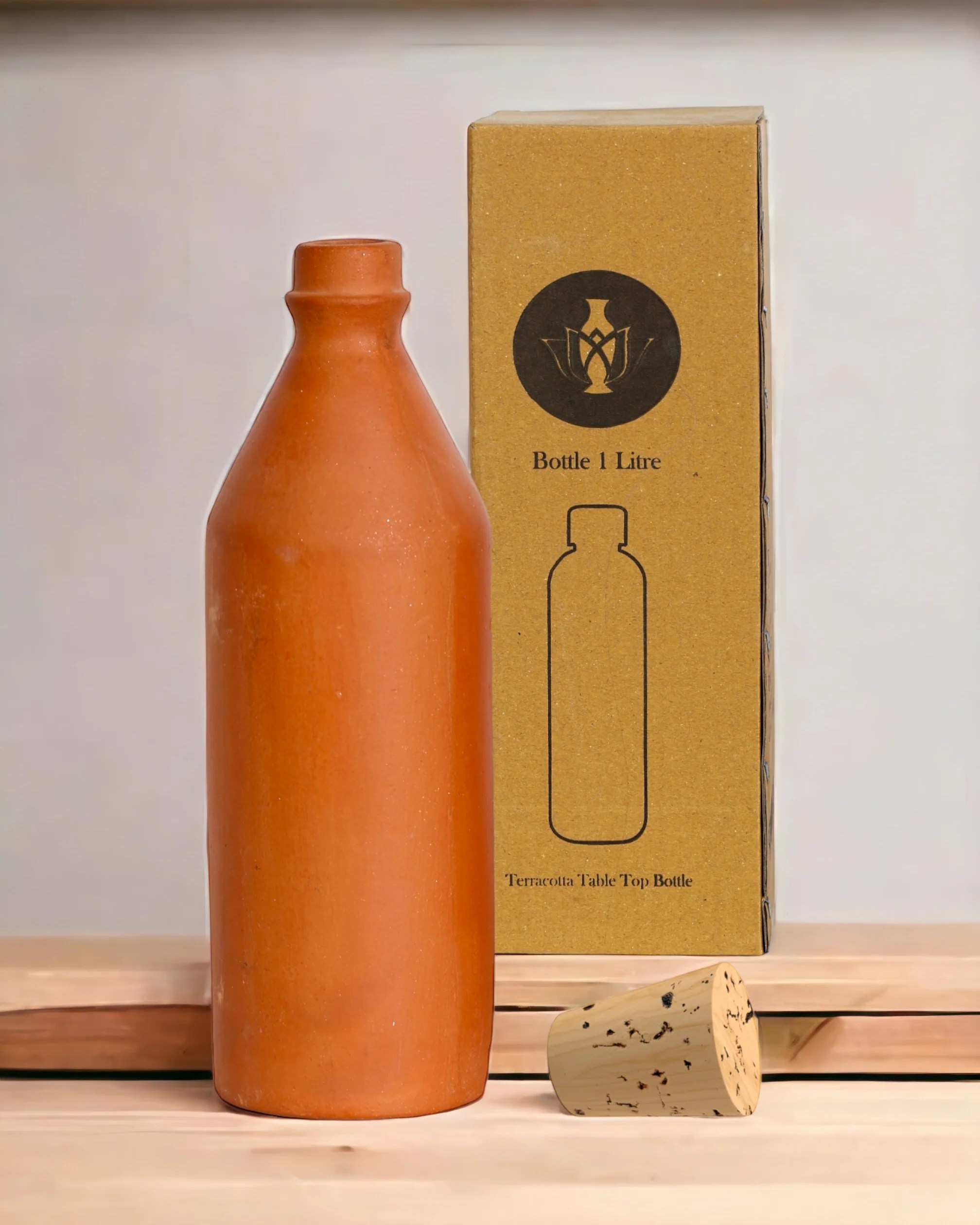 Hot Deal 2023 Clay Water Bottles With Wooden Lid & 1 Ltr Capacity