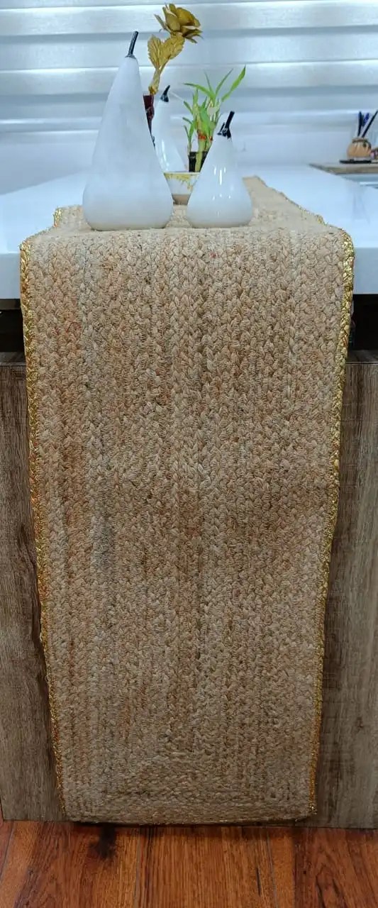 Hand Made Jute Table Runner With Golden Trim Buy Cheap Table Runners
