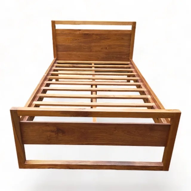 Modern Wooden Teak Bed Custom Mattress Bed Frame Strong Based Bedroom