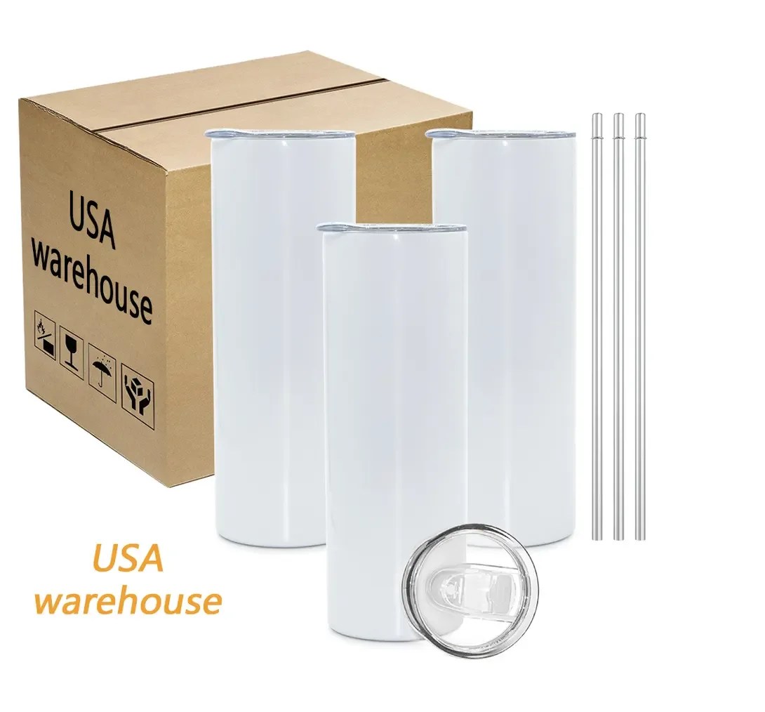 Wholesale White Blank Tumblers 20oz 30oz Stainless Steel Straight