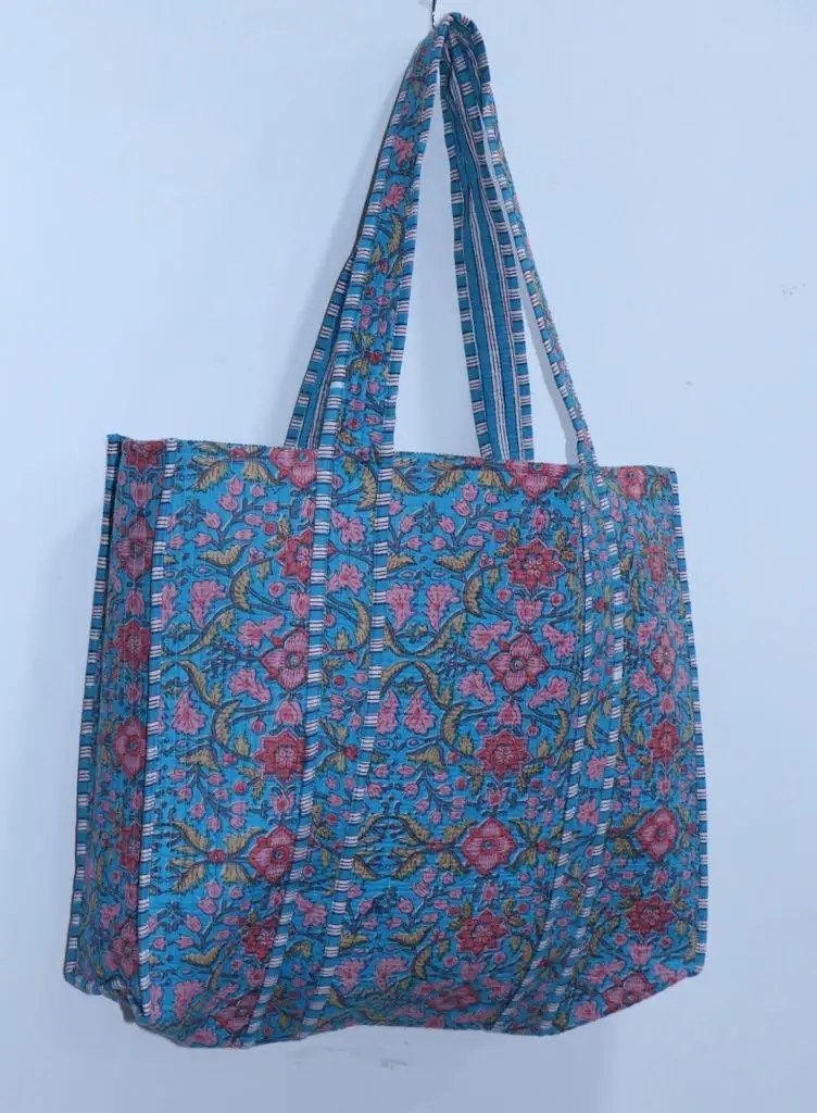 Women Bags Indian Quilted Fabric Shoulder Hand Block Printed Large Boho