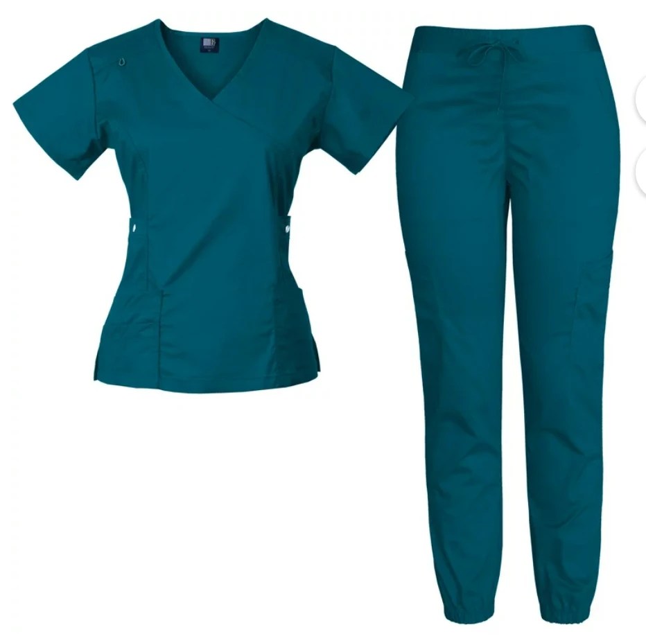 Oem Nursing Uniforms Medical Nurse Dress Scrubs Short Sleeve Tops Pants