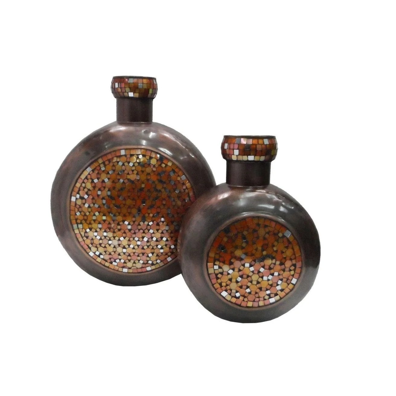Fancy Metal Mosaic Vase Antique Bronze Plated Luxury Table Top Flower Vase Exporter From India