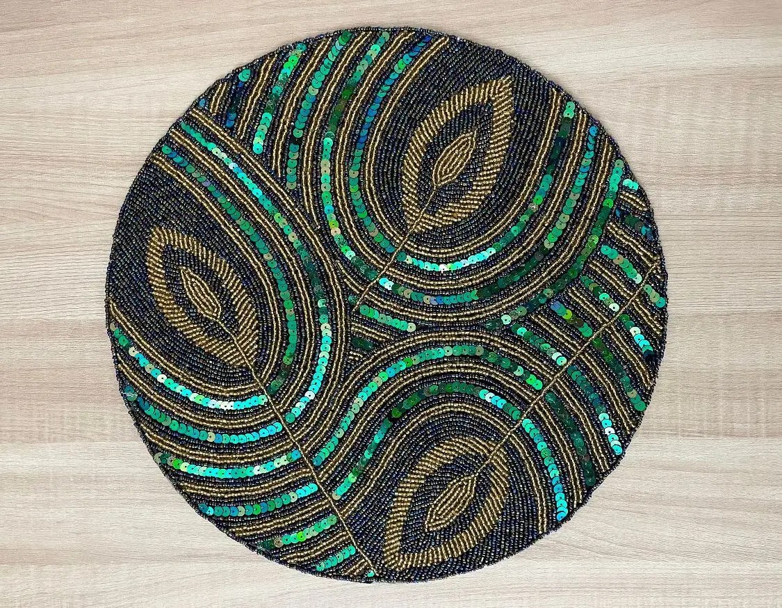 Peacock Handmade Beaded Placemats,Tablemat Buy Christmas Placemat
