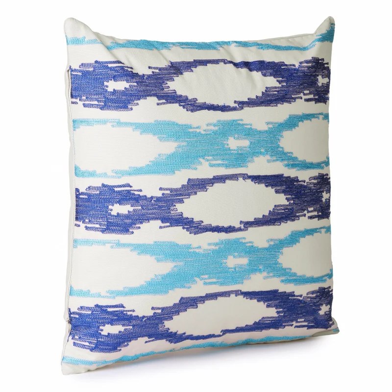Modern Designed Embroidered Blue Ocean Waves Cushion Cover With Square