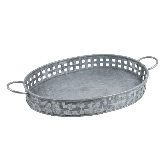 Lowest Prices Net Designed Round Border Galvanized Metal Oval Tray For