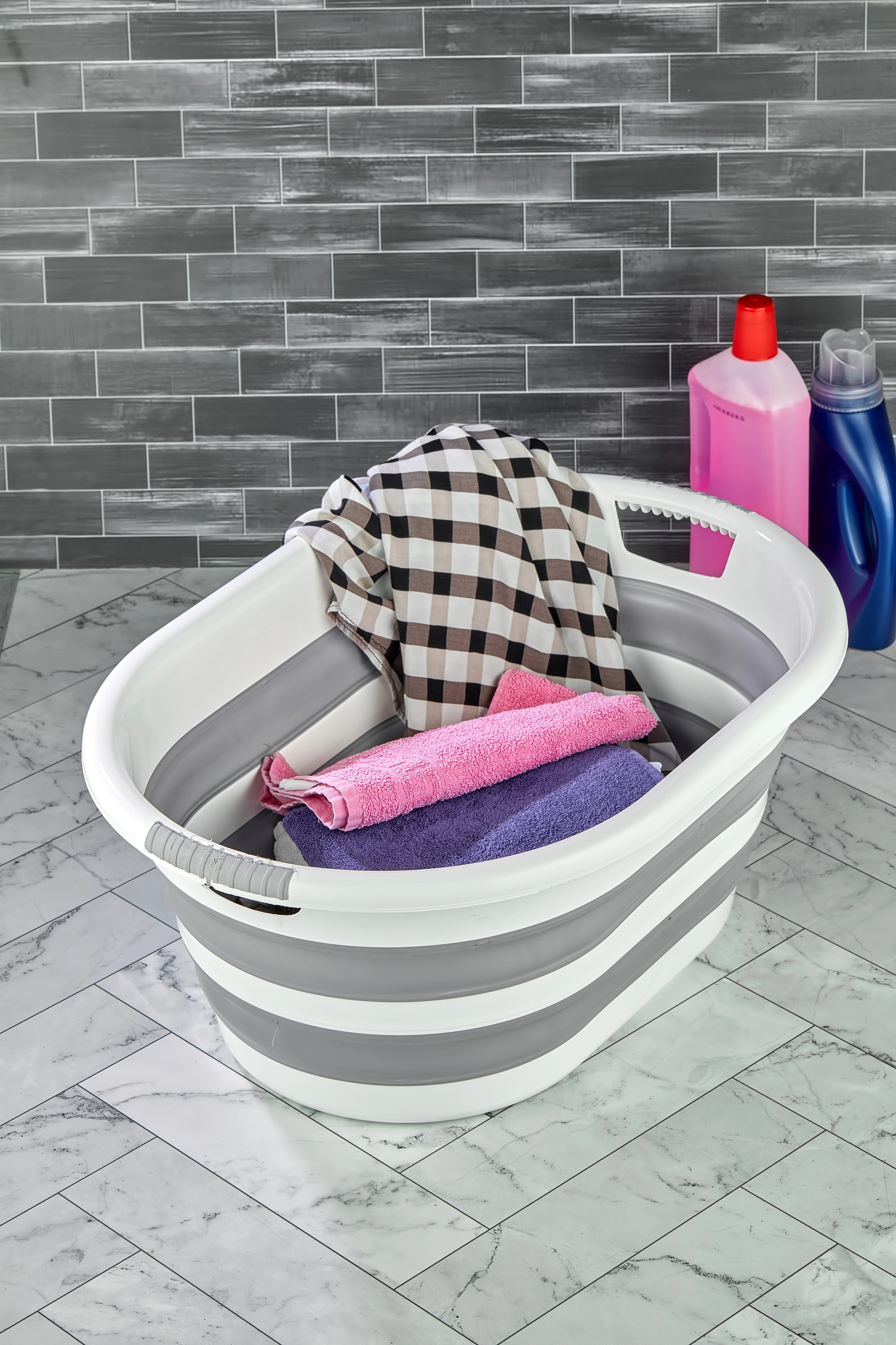 Afossa Collapsible Plastic Laundry Basket foldable Pop Up Storage