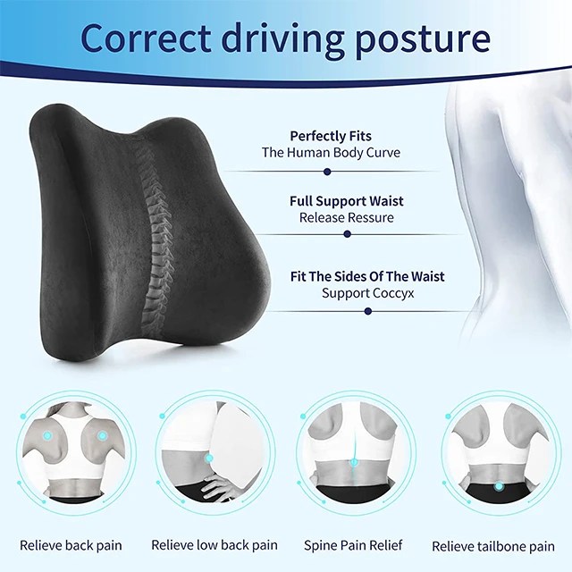 Lumbar Support Pillow Improve Posture While Sitting Memory Foam And