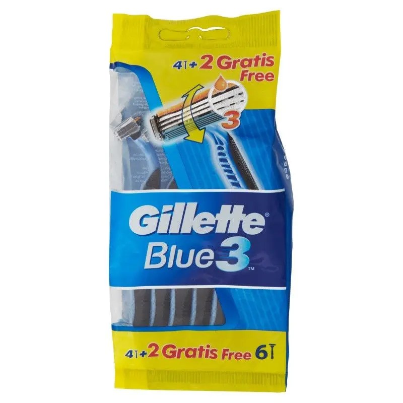 Original Gillette Blue3 Cool Shaving Razor Blades 6+2blades In Pack