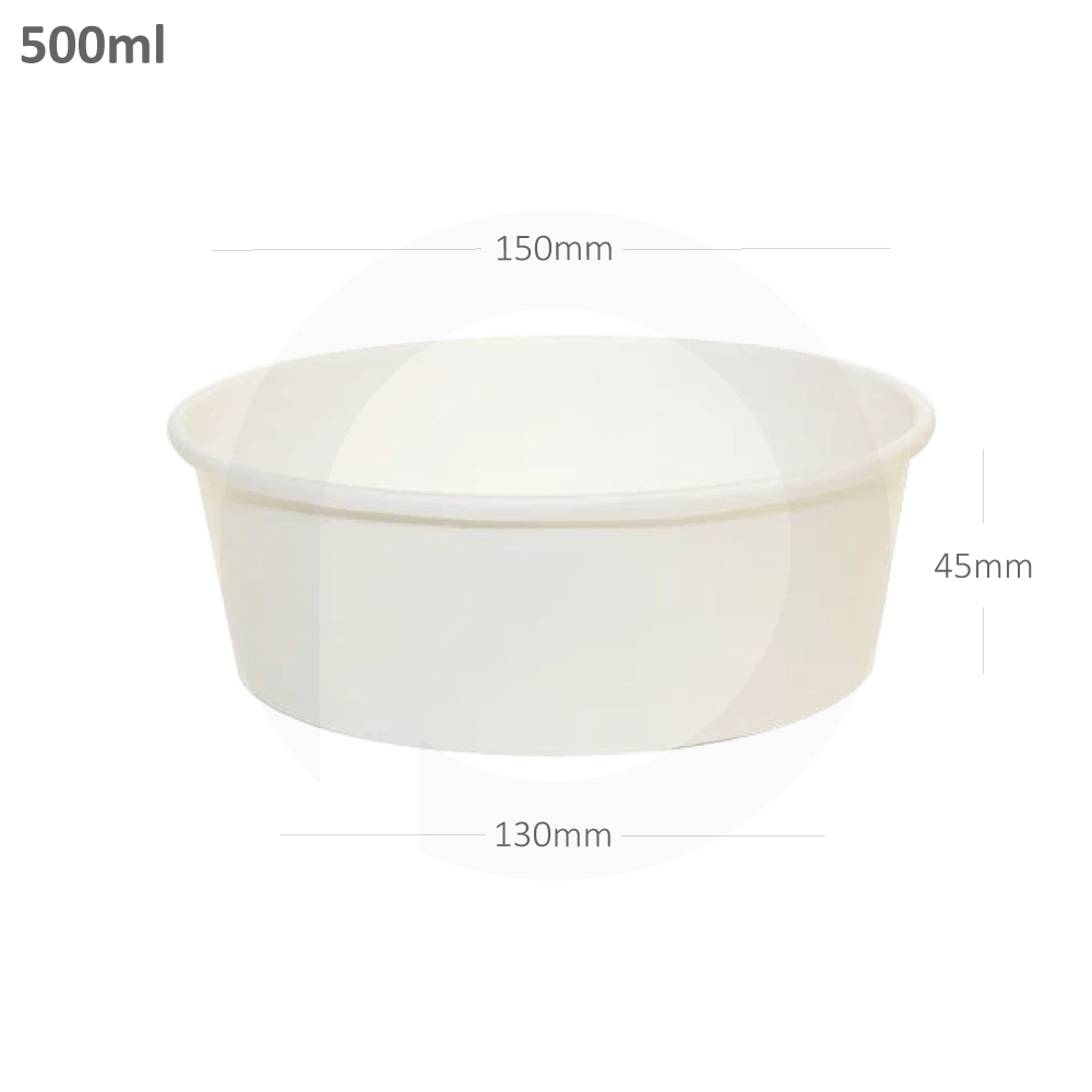 500ml Microwavable White Paper Salad Bowl Food Container Paper Bowl