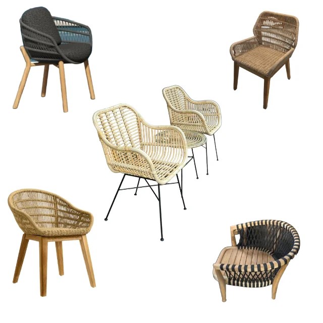 Hot Sale Rattan Chairs Stackable Wicker Garden Furniture Natural Rattan