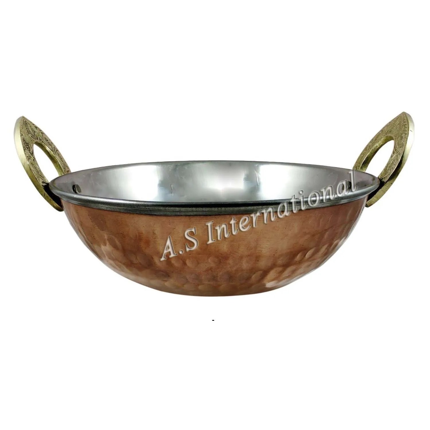 Luxury Copper Steel Indian Serving Bowl Copper Cookware Hammered Karahi