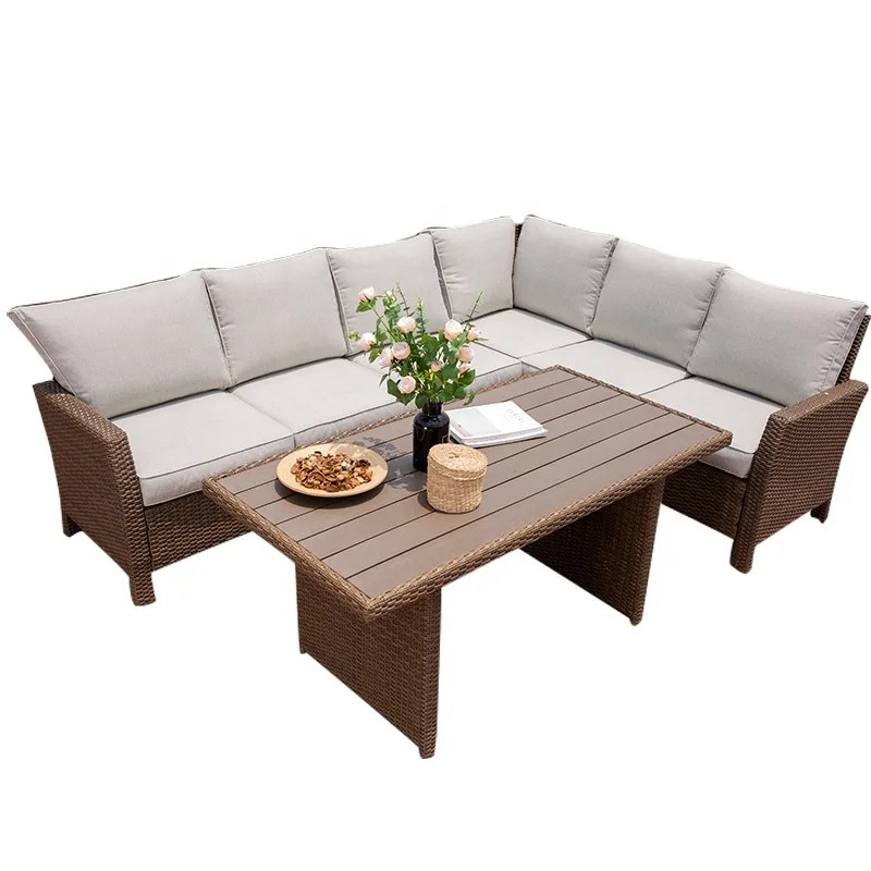 Sale Outdoor High Quality Rattan Sofa Modern Garden Furniture 6 Seats