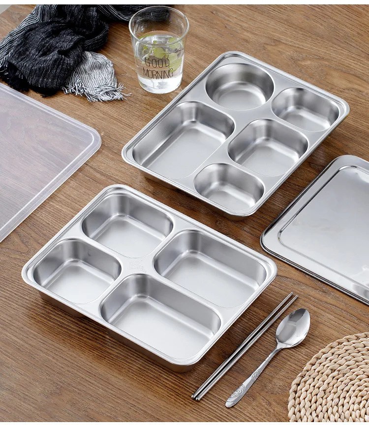 Hot Selling Divided School Lunch Tray Dinner Dish Plate Metal Stainless