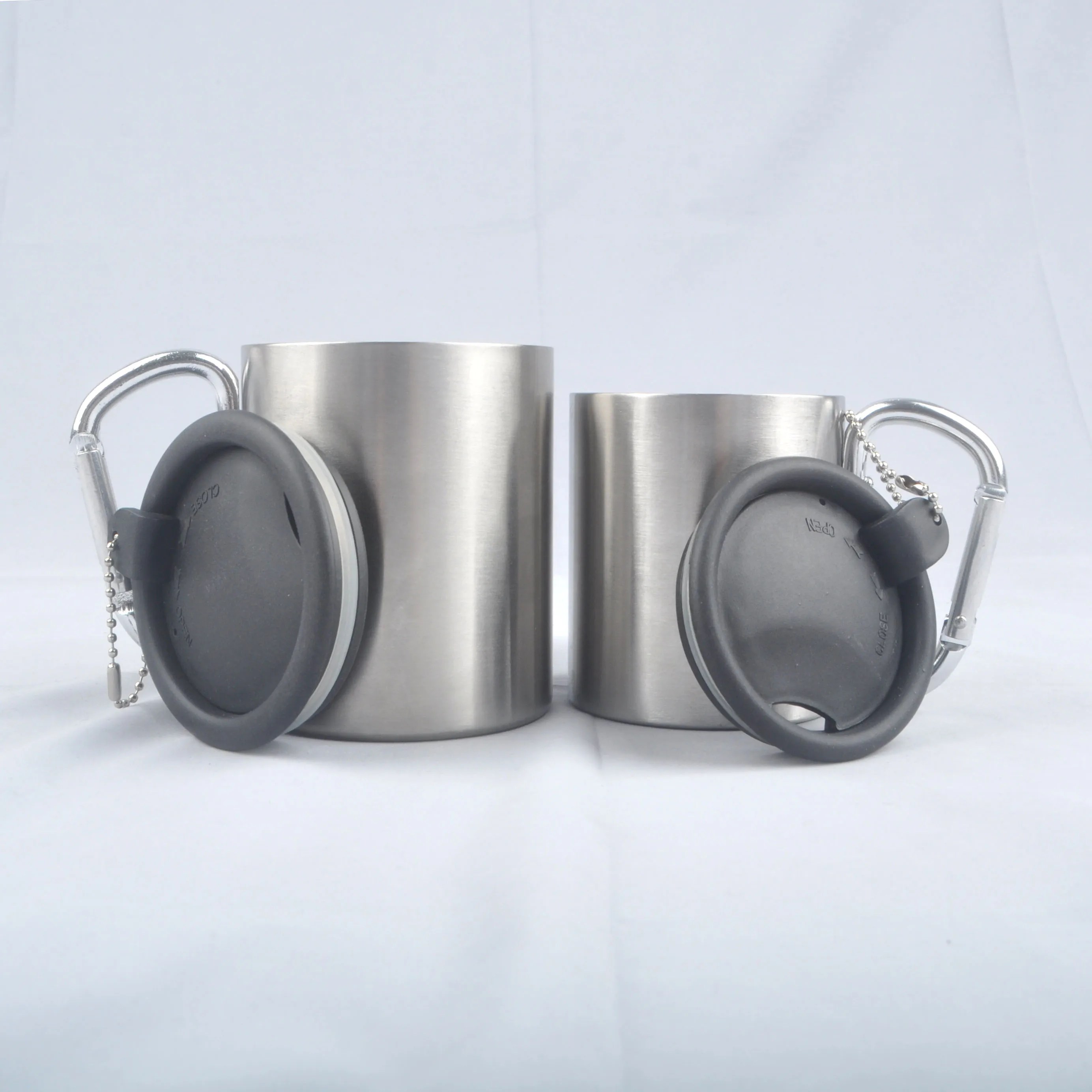 200ml 300ml Outdoor Camping Travel Portable Carabiner Mug With Handle,Stainless Steel Double