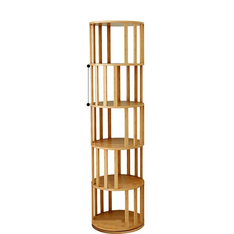 Modern Luxury Book Shelf Round Bamboo Bookshelves Furniture Display 360