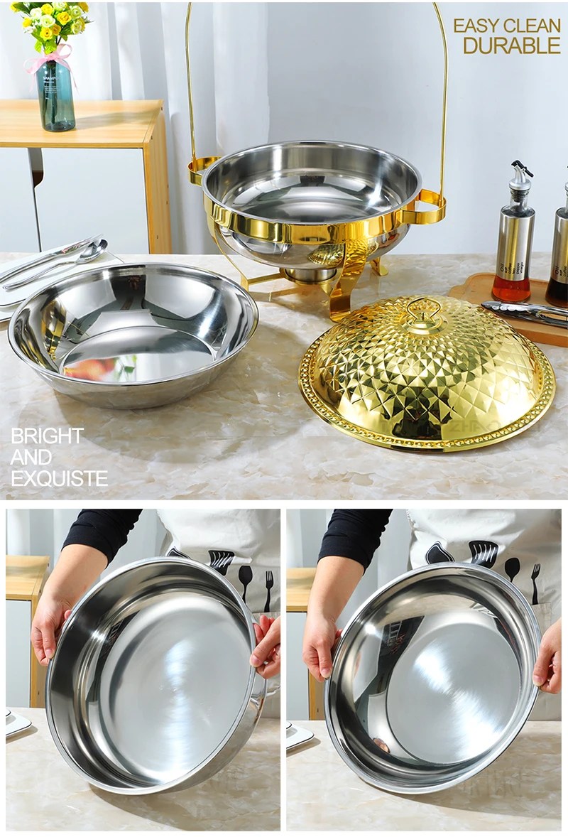Fts Goldchafingdish Golden Buffet Dishes Rose Gold Food Warmer Copper Round Set Chafing Dish
