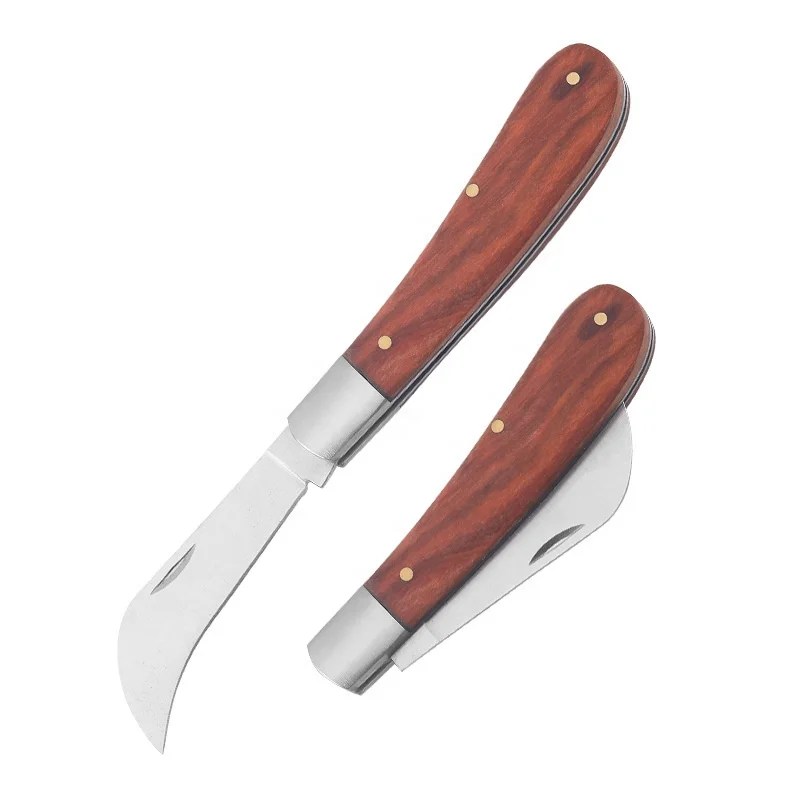Outdoor Stainless Steel Mushroom Wooden Handle Folding Knife Garden Blade Grafting Cutter Buy