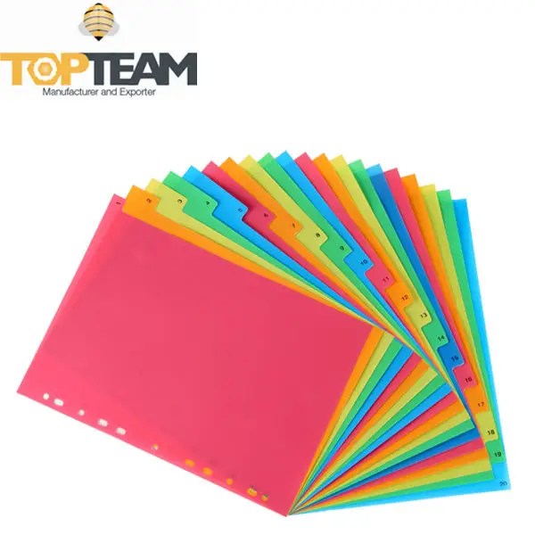 Colorful Printed Pp Index Tab Dividers Office Use A4 Pp File Dividers