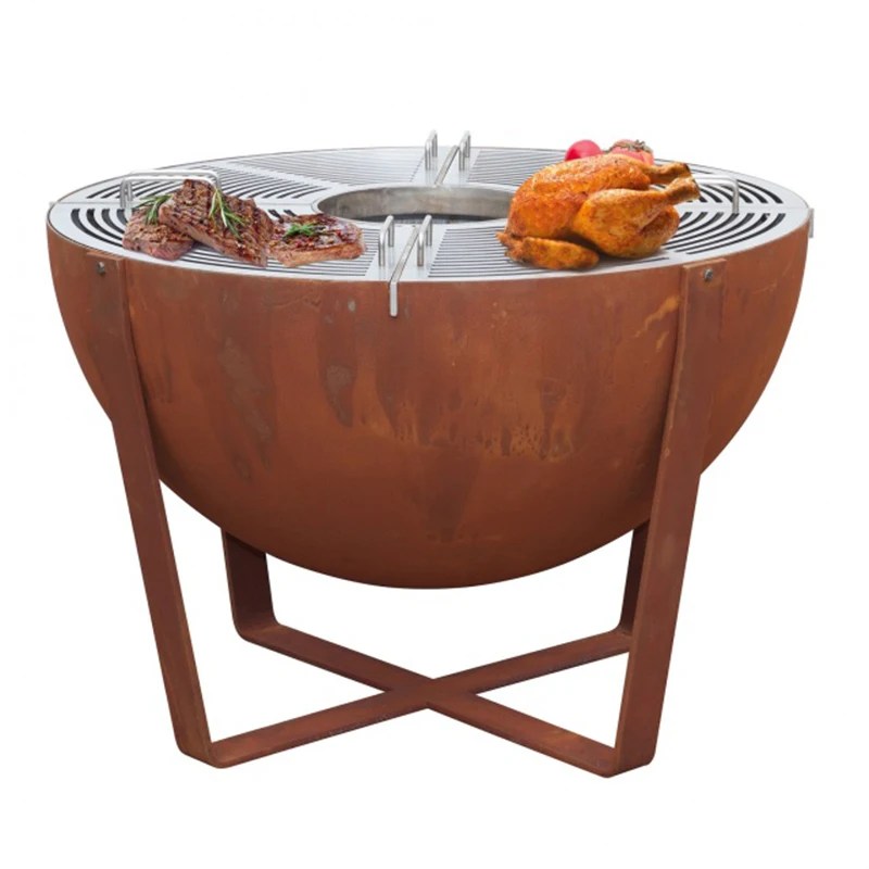 Bbq Fire Bowl Corten Steel Fire Pit With Grill Ring Buy Corten Steel