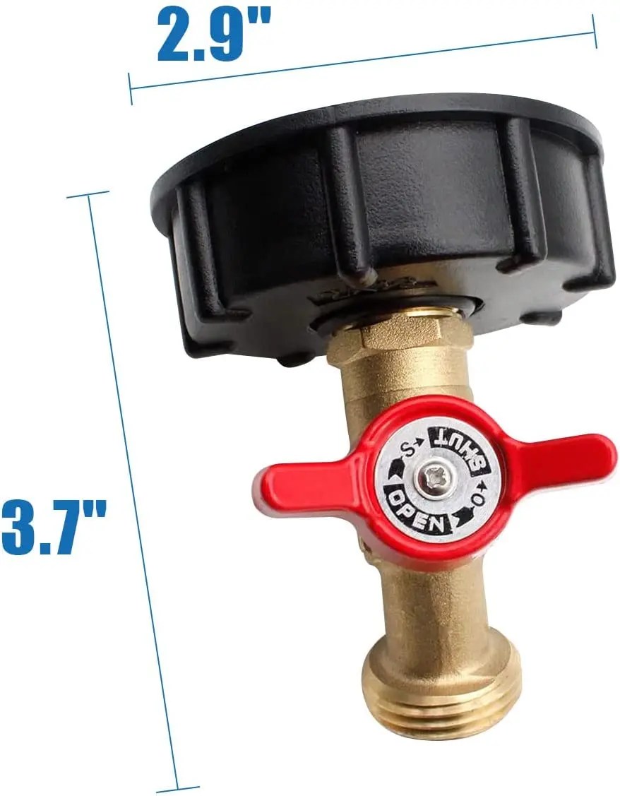 275330 Gallon Ibc Tote Water Tank Adapter 2" Coarse Thread + Lead Free Brass Hose Faucet Water