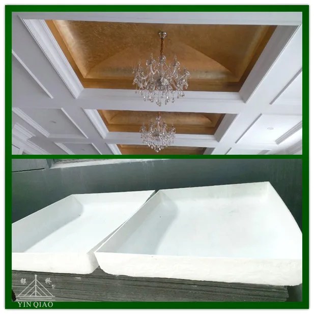 Plaster Recessed Ceiling Dome Plain White Gold Square Dome For Meeting