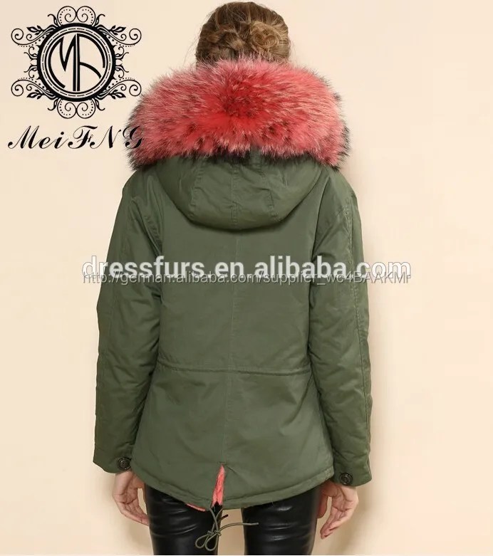 Beliebtesten winterjacke mit real waschbär fell kapuze trimmen armeemantel baumwolle shell