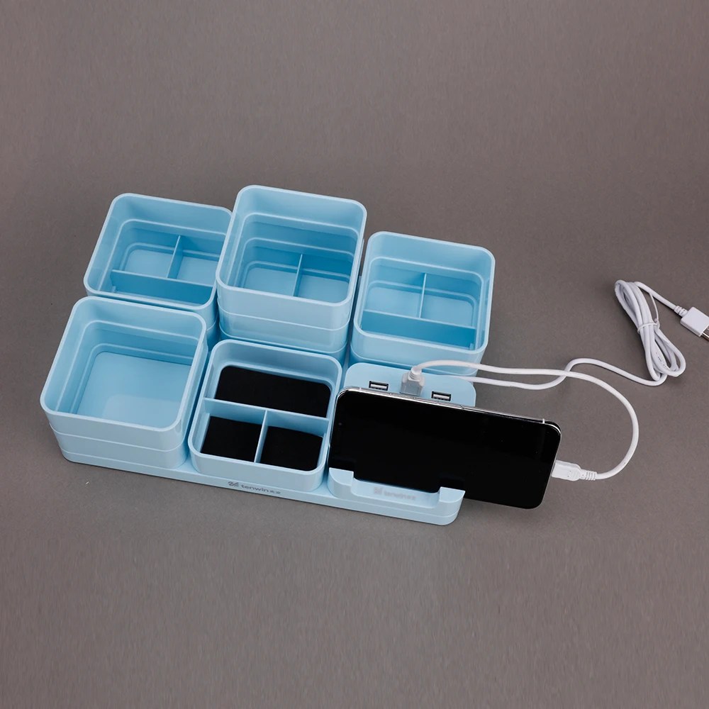 Tenwin 3222 Latest Usb Diy Desk Storage Box Plastic Mobile Charger Phone Pen Holder For Office Home School Student Buy Usb Desk Organizer Storage Pen Holder Desk Storage Product On Alibaba Com